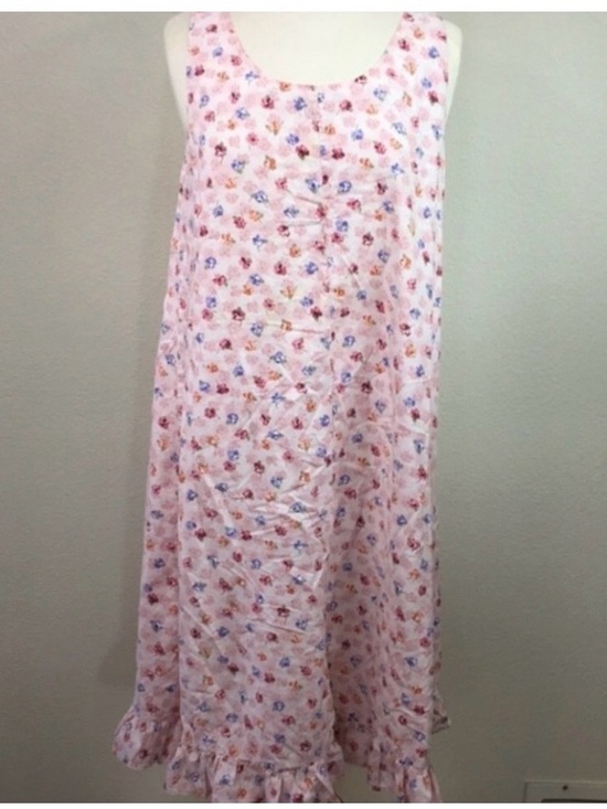 Vintage Dresses & Skirts - Vintage Women's Light Pink Floral Sleeveless Midi Dress Size Large Cottagecore
